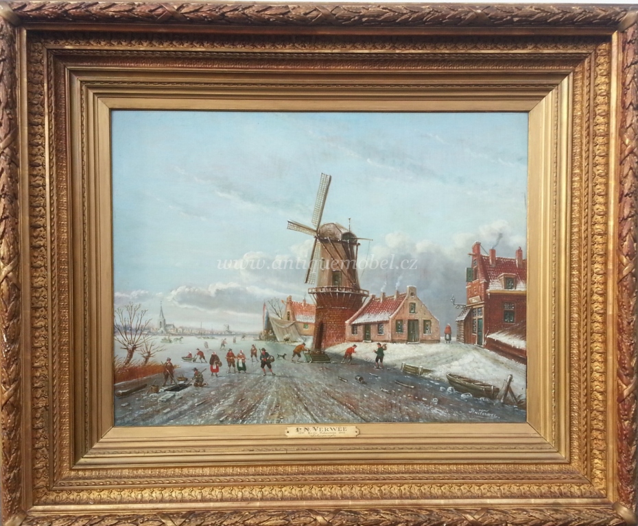 Obraz. Zima v Bruselu 1803. prodej.