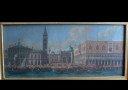 Barokní obraz. Gondoly v Benátkách. 
